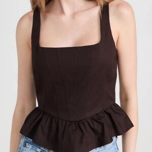Elegant Dark Brown Peplum Top